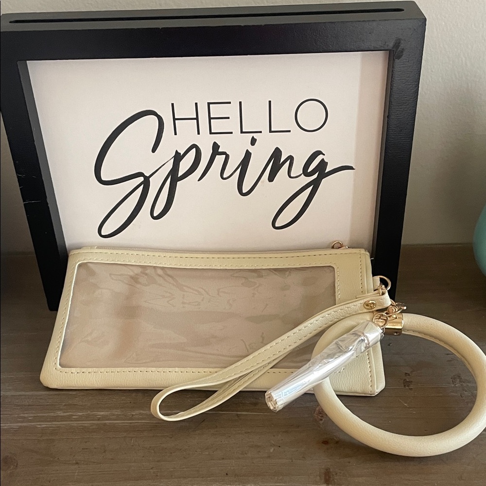 Elegant Cream Wristlet Clutch phone holder